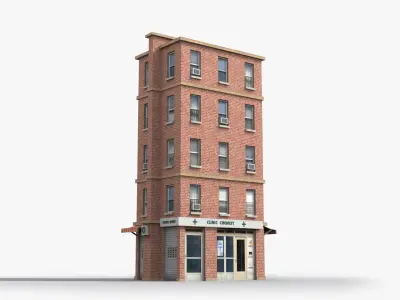 Apartment Building x19 Low-poly 3D model