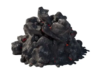 lit coal pile Low-poly 3D model