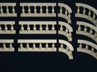 Garden Stand Balustrade Low-poly 3D model