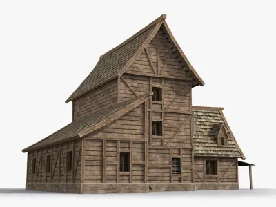 Medieval house x19 Low-poly 3D model