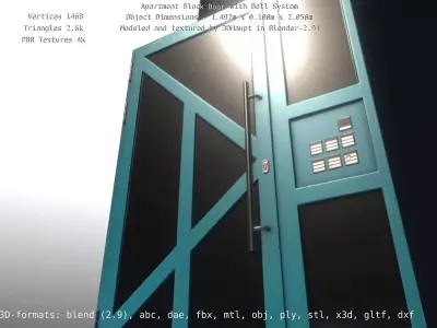 Apartment Block Door with Bell System Low-poly 3D model