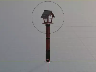 Japanese street lamp Low-poly 3D model
