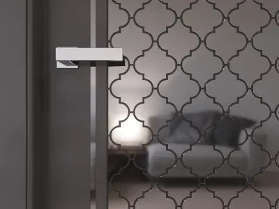 Dark gray interior door with shiny metal tiles 3D model