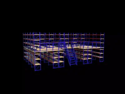 industrial mezzanine floor rack 3D model
