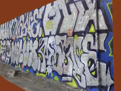 Long wall with graffiti photogrammetry  3D model