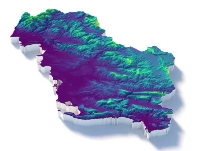 Albania Terrain Map Low-poly 3D model