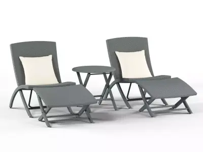  Havenside Home Plymouth Grey 5-piece Chair Table Rattan Set 3D model
