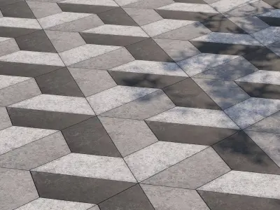 Paving set 01 Low-poly 3D model