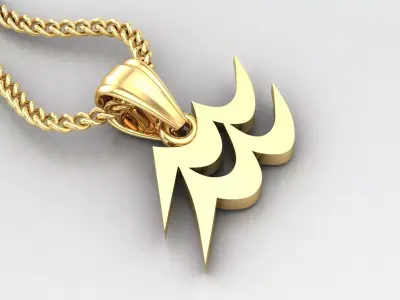 Aquarius Light Gold Pendant Version 5 3D print model