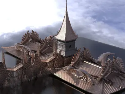 Emperor Dragon Winged Temple Fantasy kit 1 3D model