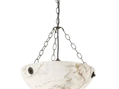 Early 20th Century Veins Alabaster Pendant Light Fixture 3D model