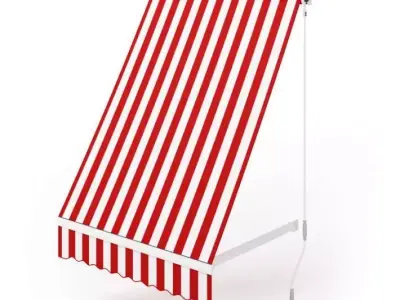 Red And White Awning For Blocking The Sun 3D model
