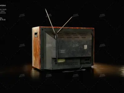 Vintage CRT Television Prop Low Poly PBR UE Textures Low-poly 3D model