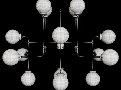 RH BISTRO GLOBE CLEAR GLASS CHANDELIER 16-LIGHT Brass and Black 3D model