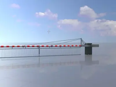 Railway Crossing Barrier 7 m with protective grid closed Low-poly 3D model
