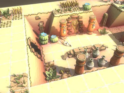 EnviroKit - THE DESERT - Retro Lowpoly Low-poly 3D model
