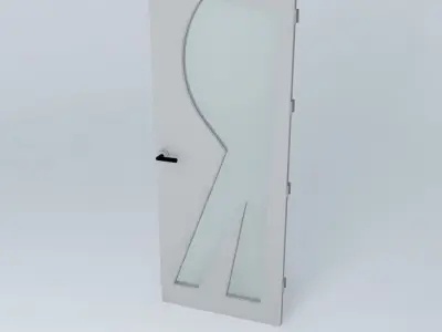 Letter R 3D door very detail with glass lock and hinger Free 3D model
