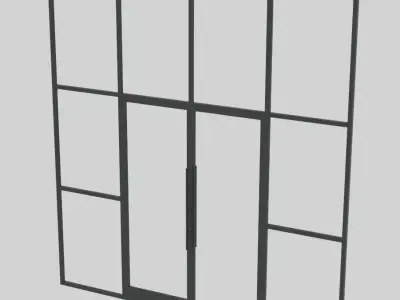 ARCHITECTURE STOREFRONT DOOR 4 PANEL WITH SIDE WINDOWS 3D model