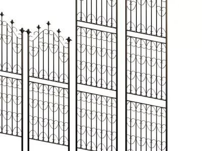 Modular wrought iron fence set Low-poly 3D model