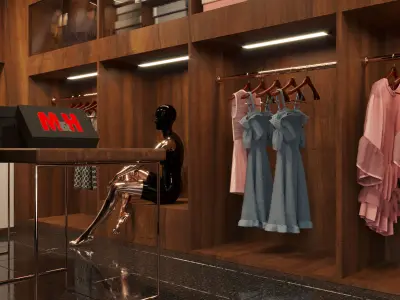 store-05 mannequin wearing striped romper 3D model