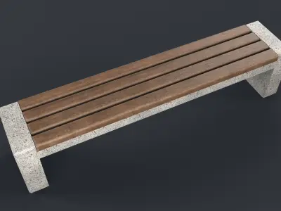 Modern Outdoor Bench 74 PBR Game Ready Low-poly 3D model