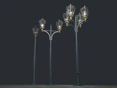 Set of Standart Street Lamps 3D model