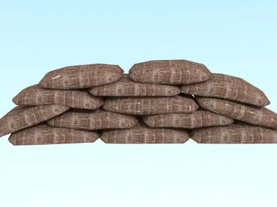 Sandbags pile of bricks Free low-poly 3D model