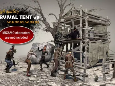 Survival Tent v9 3D model