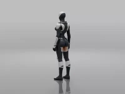 CC  Realistic Sci Fi Female Low And High Poly Both Low-poly 3D model