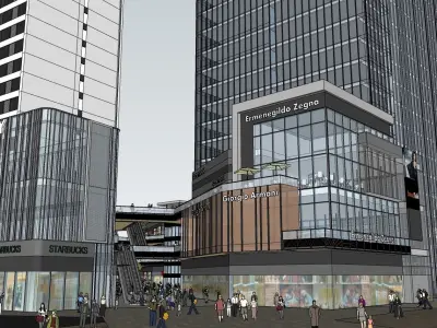 modern highrise with shops on podium  sketchup 3d model 3D model