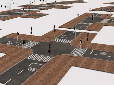 Crossroads Street Road Series 3D Model Low-poly 3D model