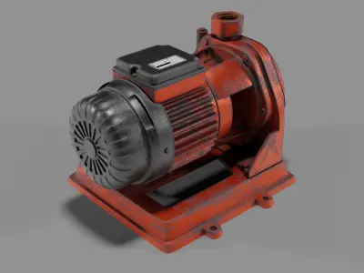  Rusty Barrels on Pallets and Old Centrifugal Pump 