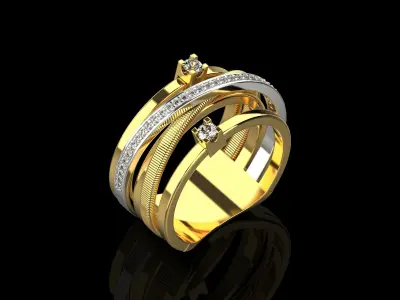 Ring with Diamonds N139  3D print model