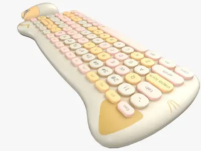 Wireless Keyboard Mouse Set Yellow Tones Version 3D model