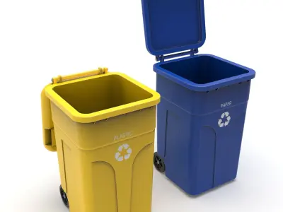 High Poly Wheeled Garbage Bin  3D model