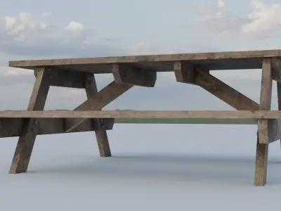 Worn Picnic Bench Low-poly 3D model