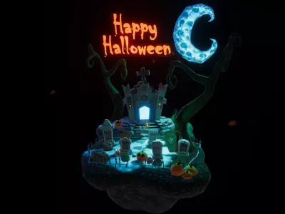 Halloween spooky Low poly Game ready assets Unity Low-poly 3D model
