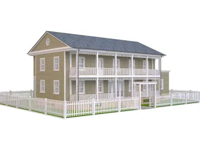 House 6 with picket fence Low-poly 3D model