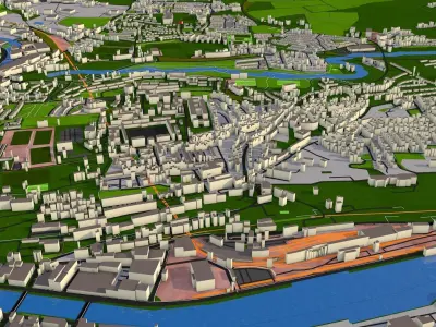 Cork City Ireland 2021 data Low-poly 3D model
