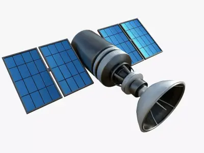 Satellite D05 Steel Blue - SciFi Space Design Low-poly 3D model