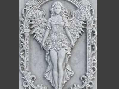 Renaissance Angel Wall - Bas Relief Wall Decor 230902 Low-poly 3D model