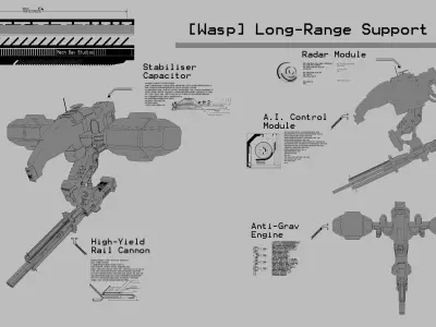 28mm Escort Drone - Wasp 3D print model