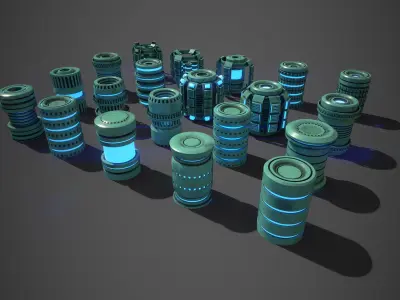 Sci-Fi Cylinder Version One Low-poly 3D model