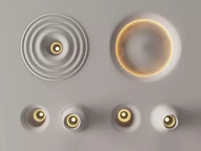 Minimalist Ripple and Round Ceiling Light Set 3D model