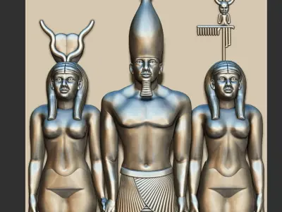 king menkaure and his queen - Egypt Pharaoh statue 3D print model purchase