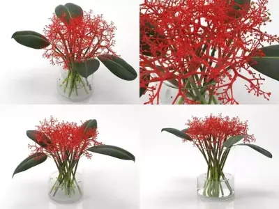 F four flowers in vase 3D model