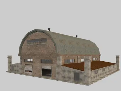 Low poly Warehouse Old interior and exterior 2 Low-poly 3D model