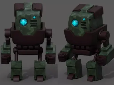 Robot cyborg scifi space millitary fantasy Cartoon design  Low-poly 3D model