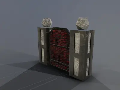 Fence with marble columns Low-poly 3D model