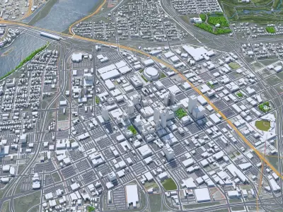 Tulsa Downtown Oklahoma USA Low-poly 3D model